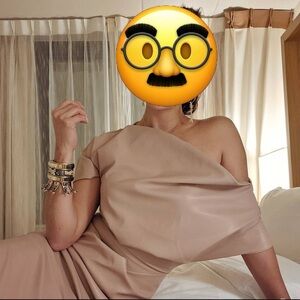 ASOS Nude Faux Leather Versatile Shoulder Midi Dress